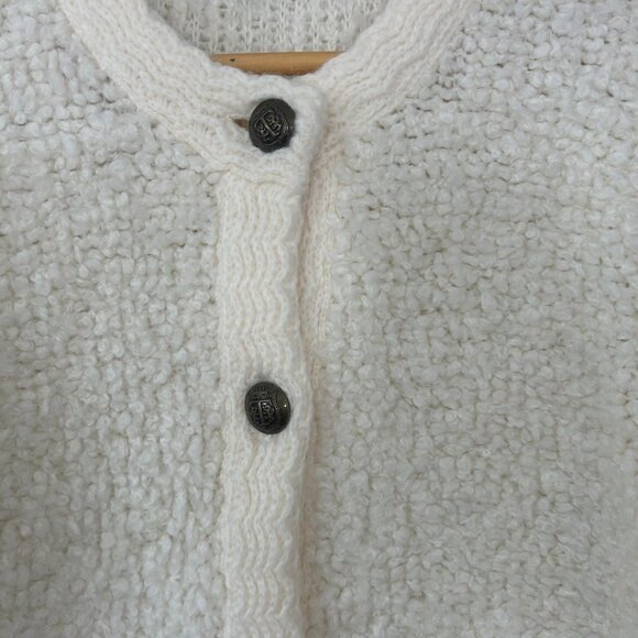 Cream Textured Knit Cardigan Sweater - Picture 11 of 11